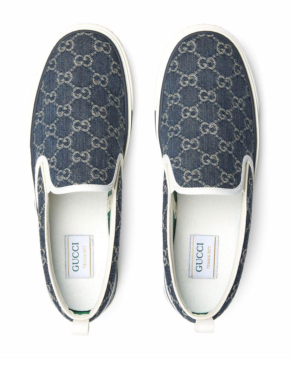 Giày Gucci Tennis 1977 Slip On ‘White Blue. Item is brand new Gucci Tennis 1977 Web GG Monogram Mens Blue White High  main image 3