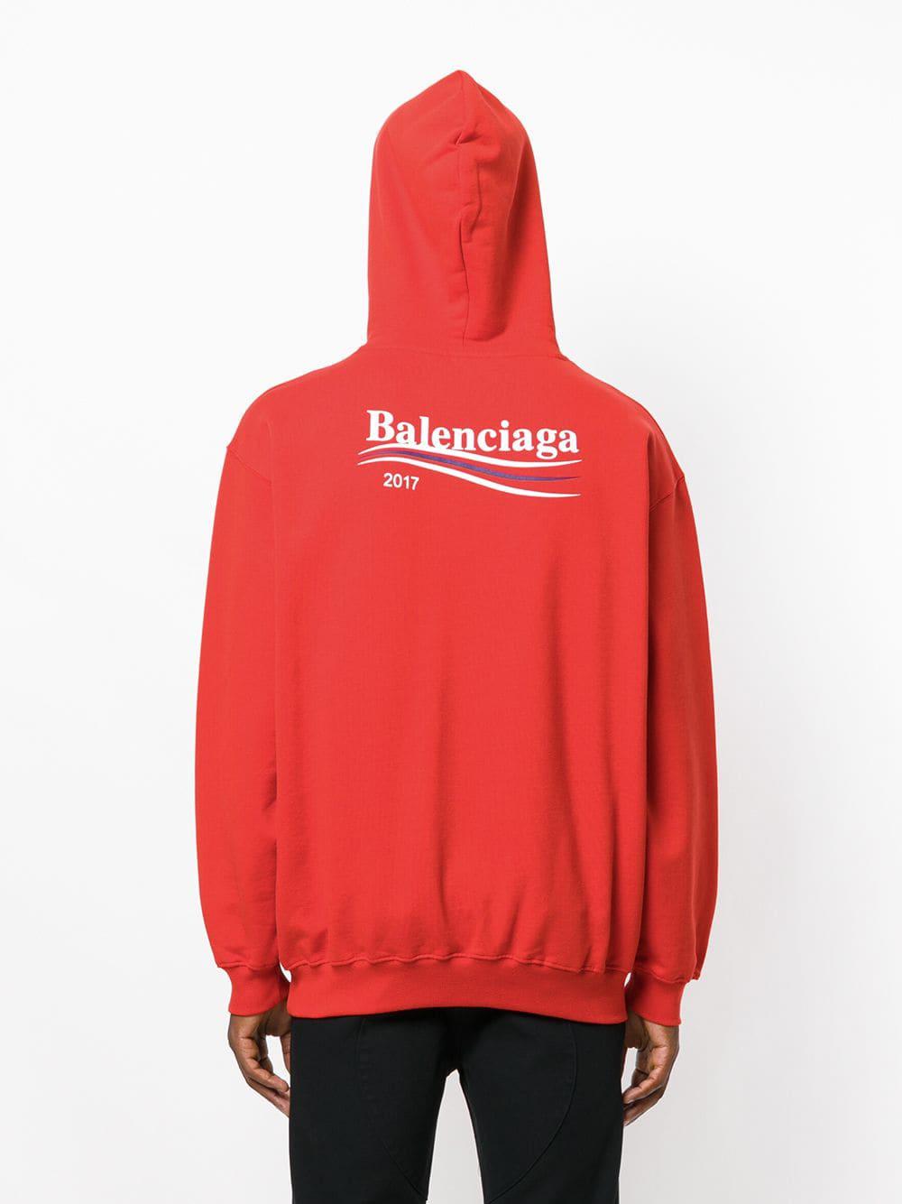 Balenciaga Cotton 2017 Hoodie in Red for Men - Lyst