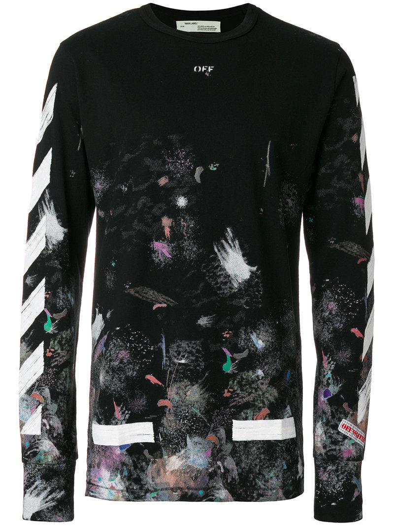 Off-White c/o Virgil Abloh Cotton Galaxy Brushed Long Sleeved T-shirt in  Black for Men | Lyst