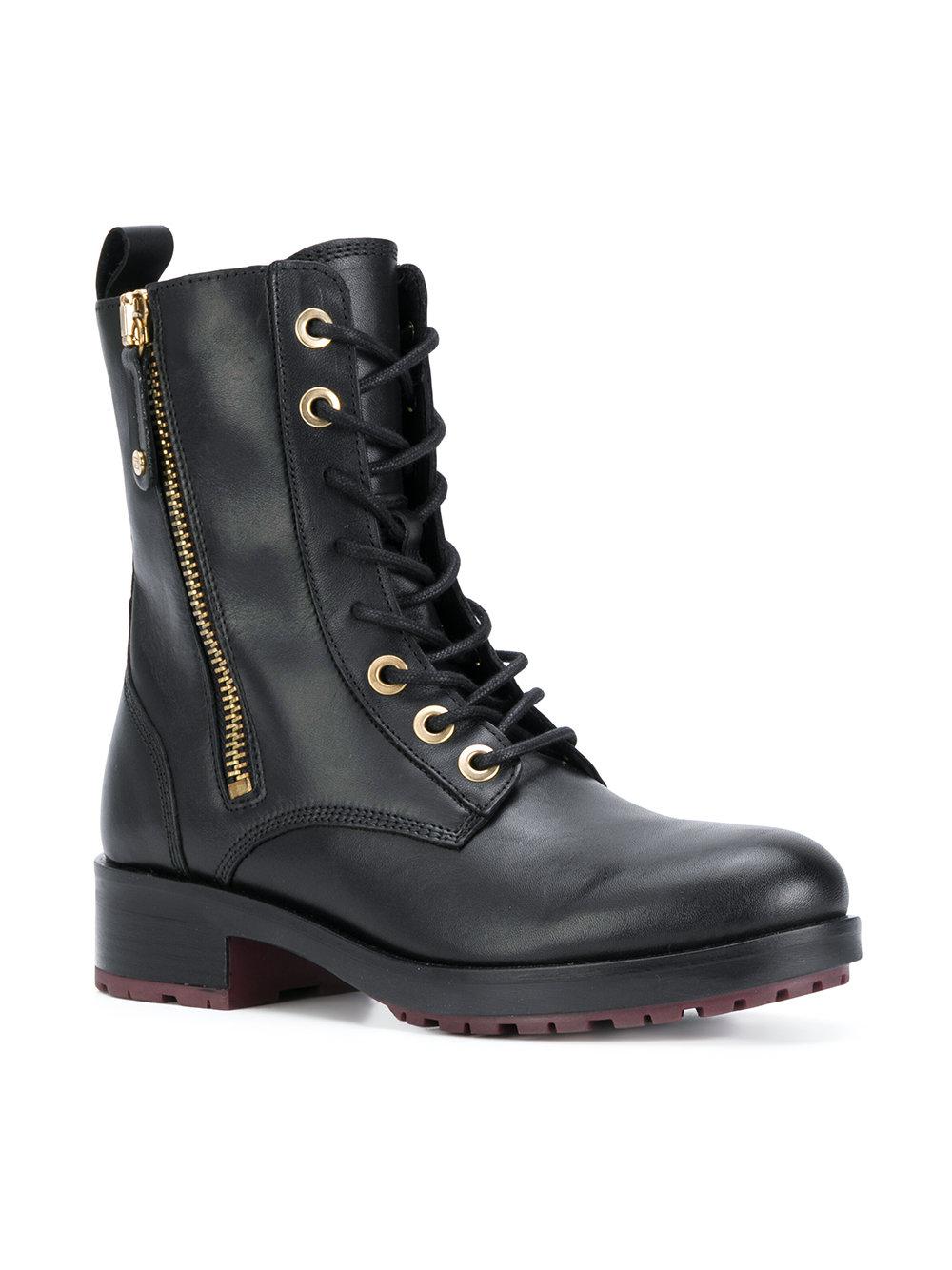 tommy hilfiger zip detail biker boots