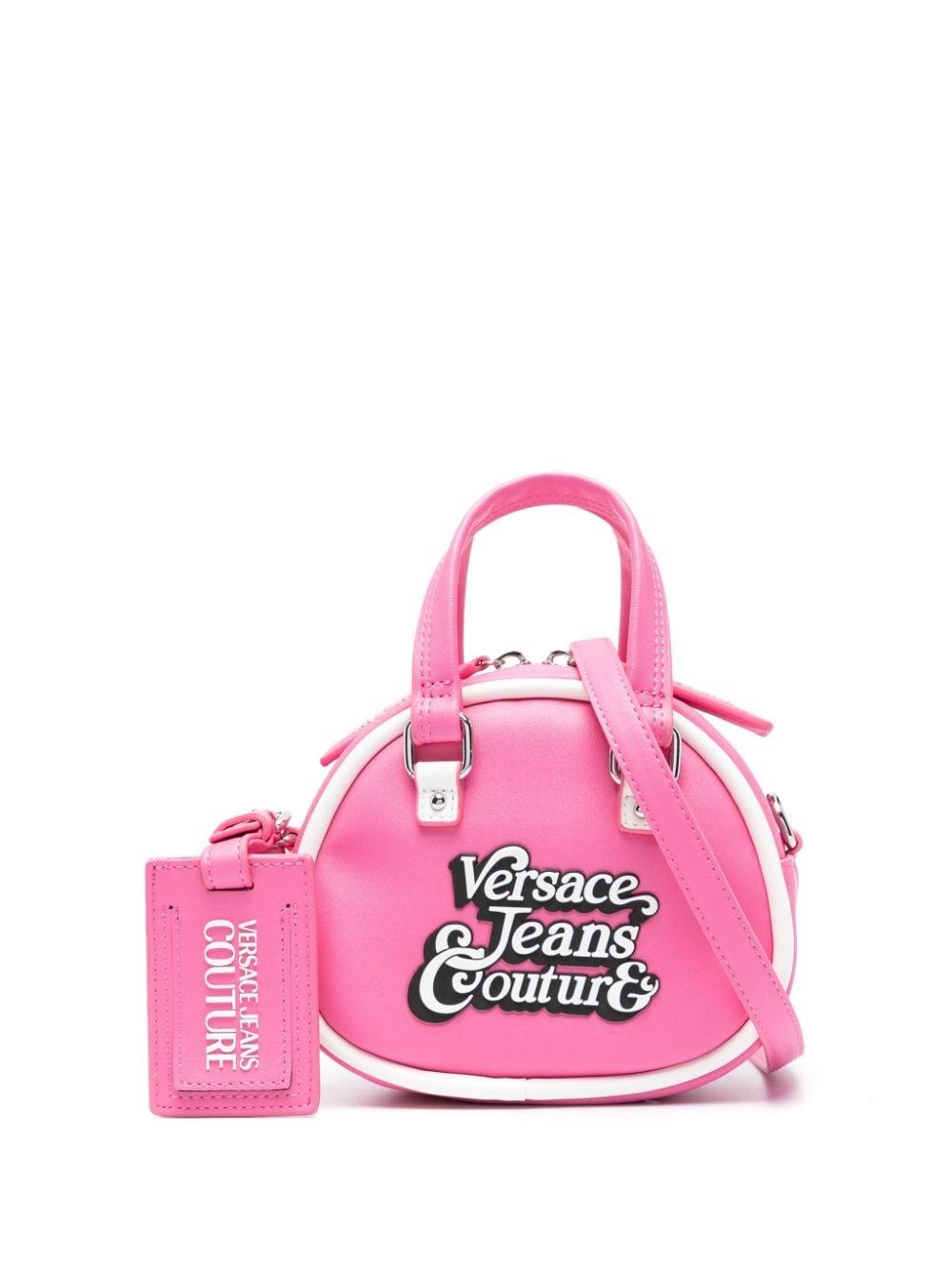 Versace Jeans Couture Range Bowling logo-patch tote bag, Pink