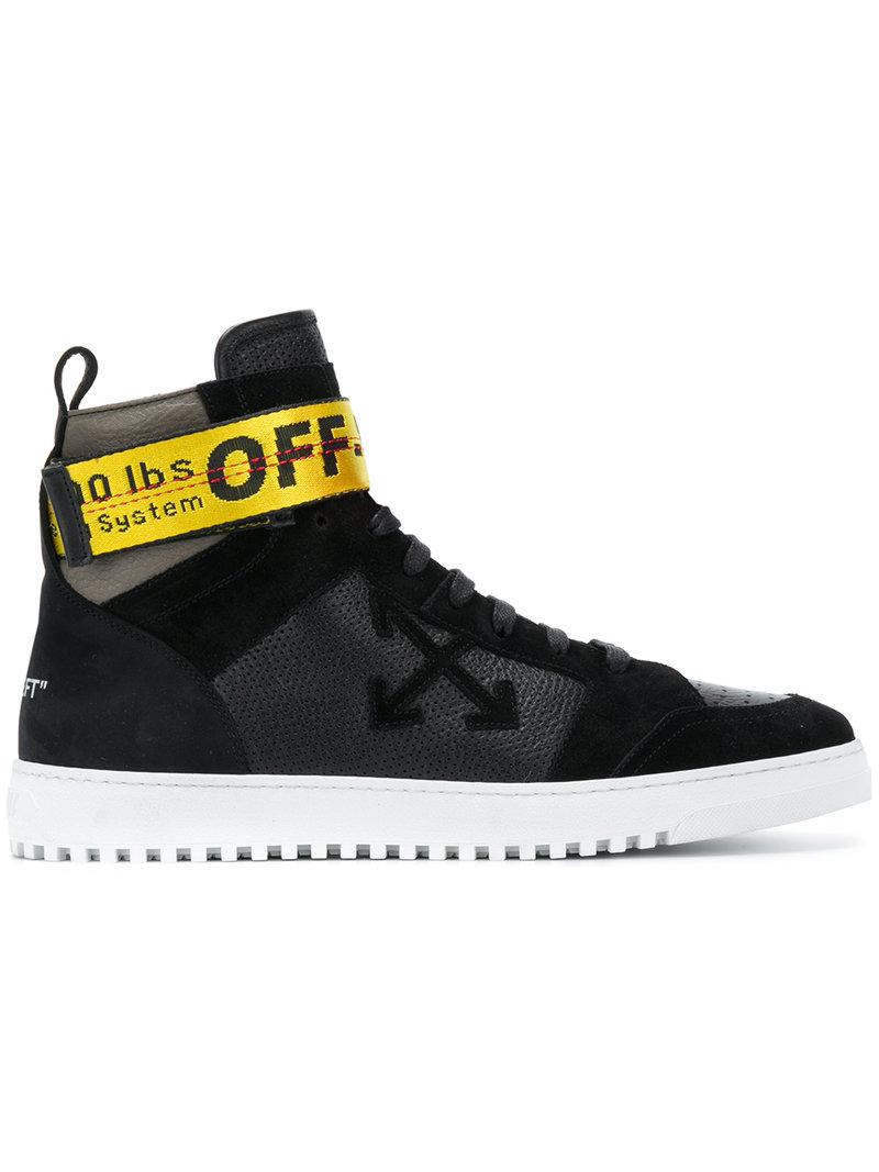 Off-White c/o Leather Industrial Strap High Sneakers in Black for Men -