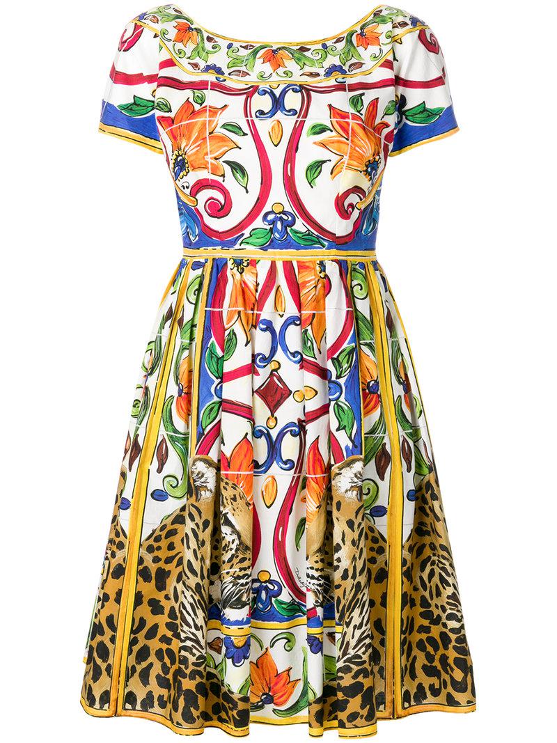 Dolce & Gabbana Majolica Leopard Print Dress