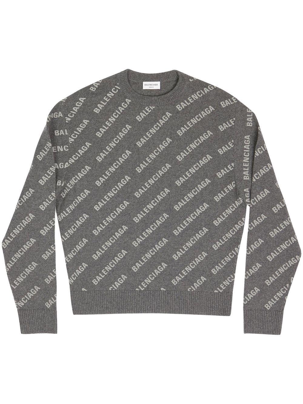 Balenciaga Logo-print Cashmere Jumper in Gray | Lyst