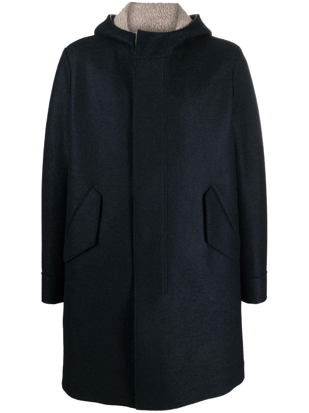 Harris Wharf London Shearlinglined Hooded Wool Coat in Blue for Men