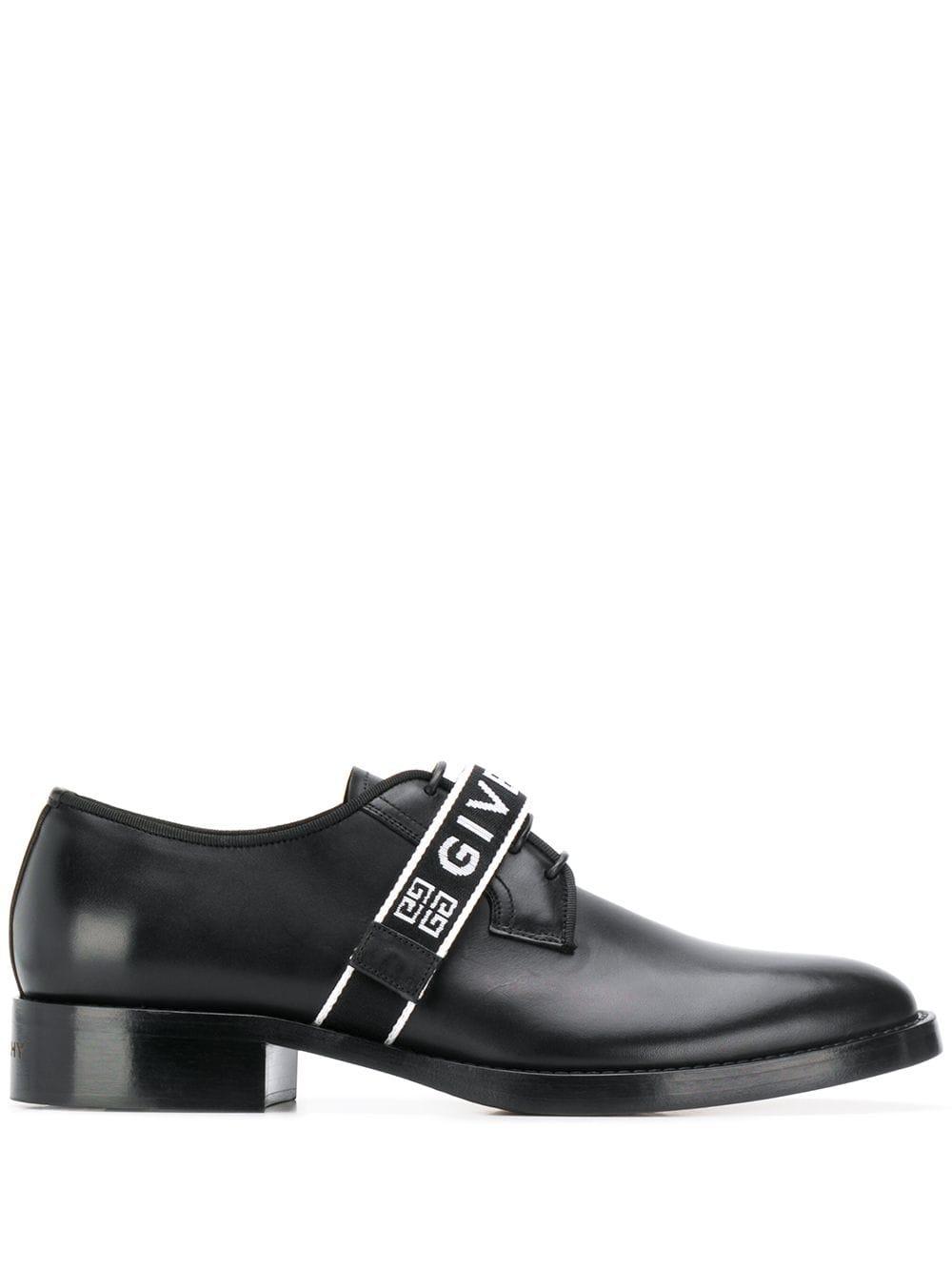 Givenchy Leather Logo Strap Derby Shoes in Black for Men