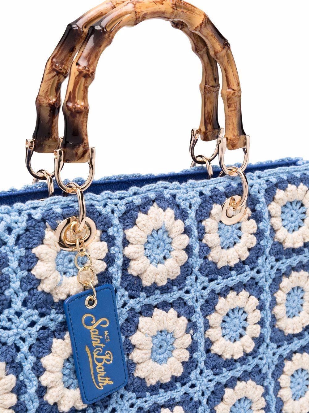 Celeste/blue Small Crochet Tote Bag