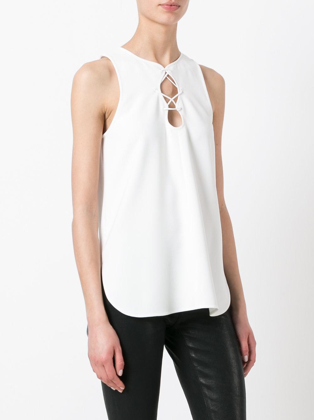 Alexander Wang Synthetic - Lace-up Tank Top - Women - Polyester/triacetate - 6 in White - Lyst