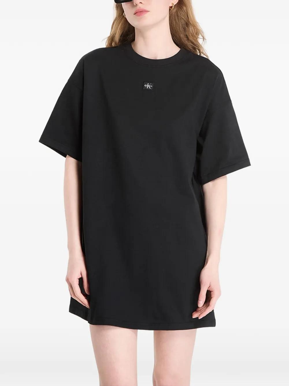 calvin klein black t shirt dress Calvin Klein Jeans Stacked Logo T-Shirt Dress Ck Black