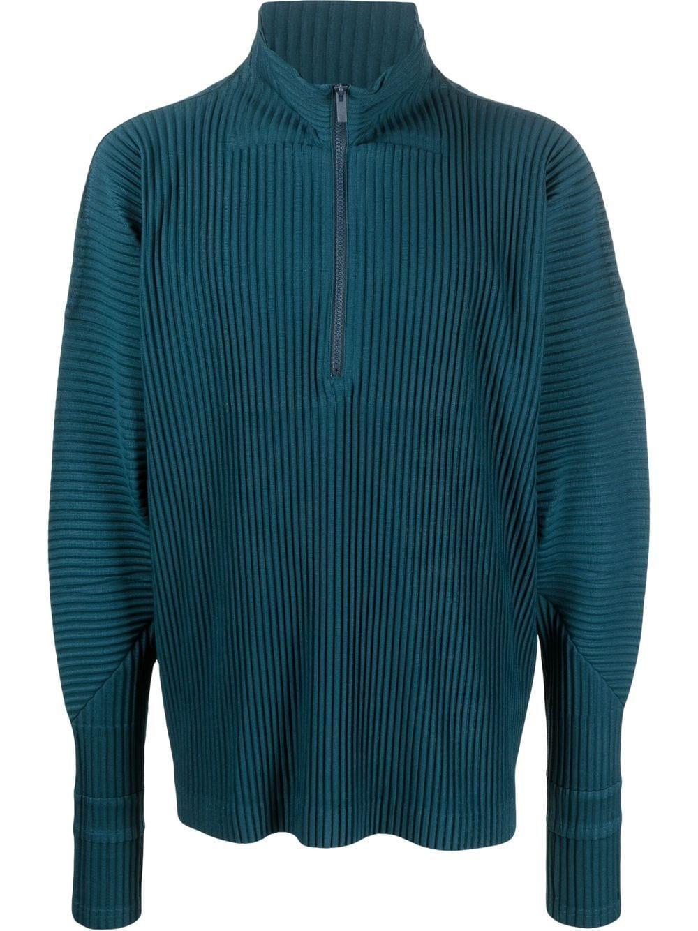 Homme Plissé Issey Miyake Pleated Half-zip Pullover in Blue for