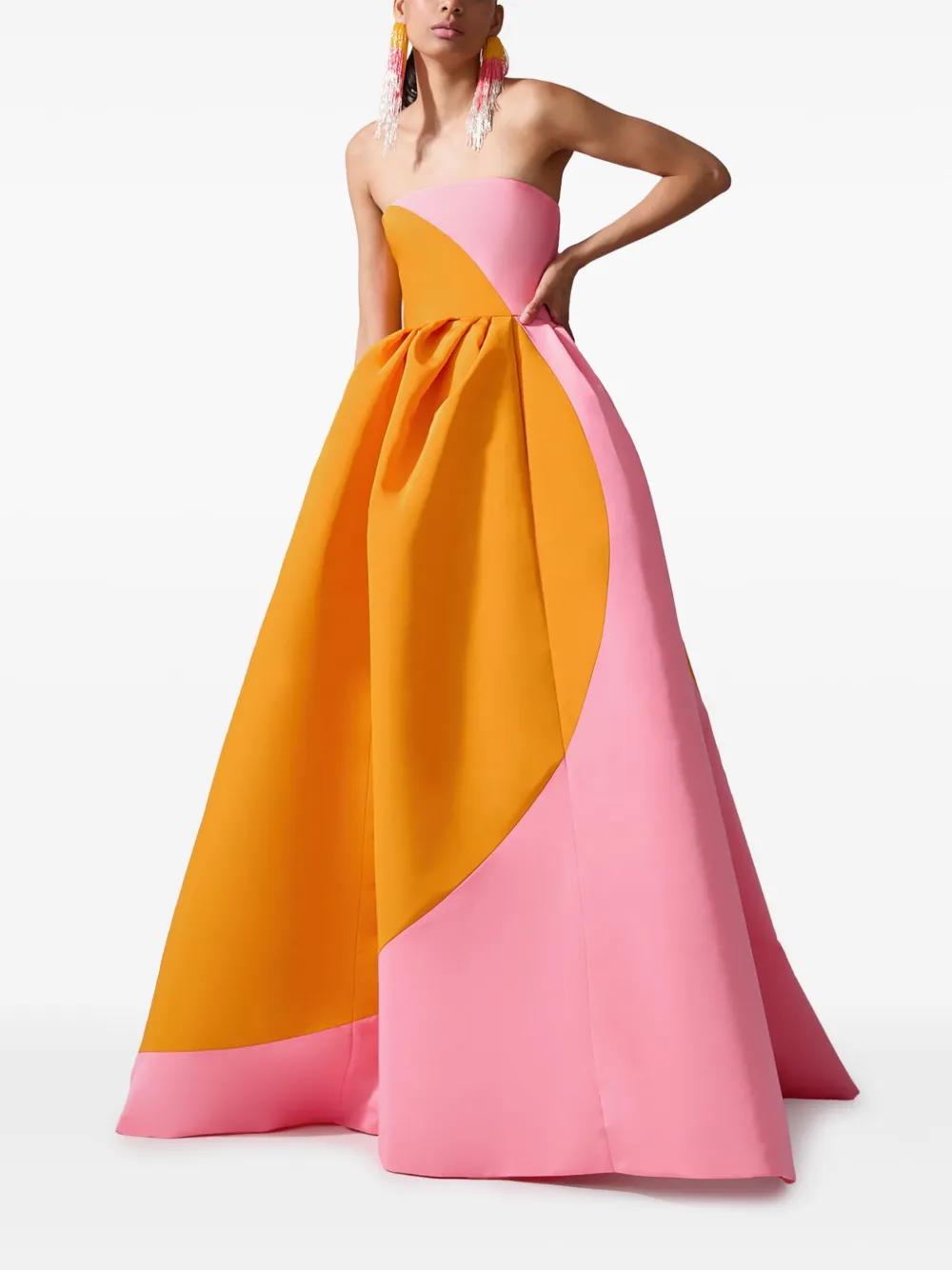 Carolina Herrera Circle Strapless Gown in Orange | Lyst