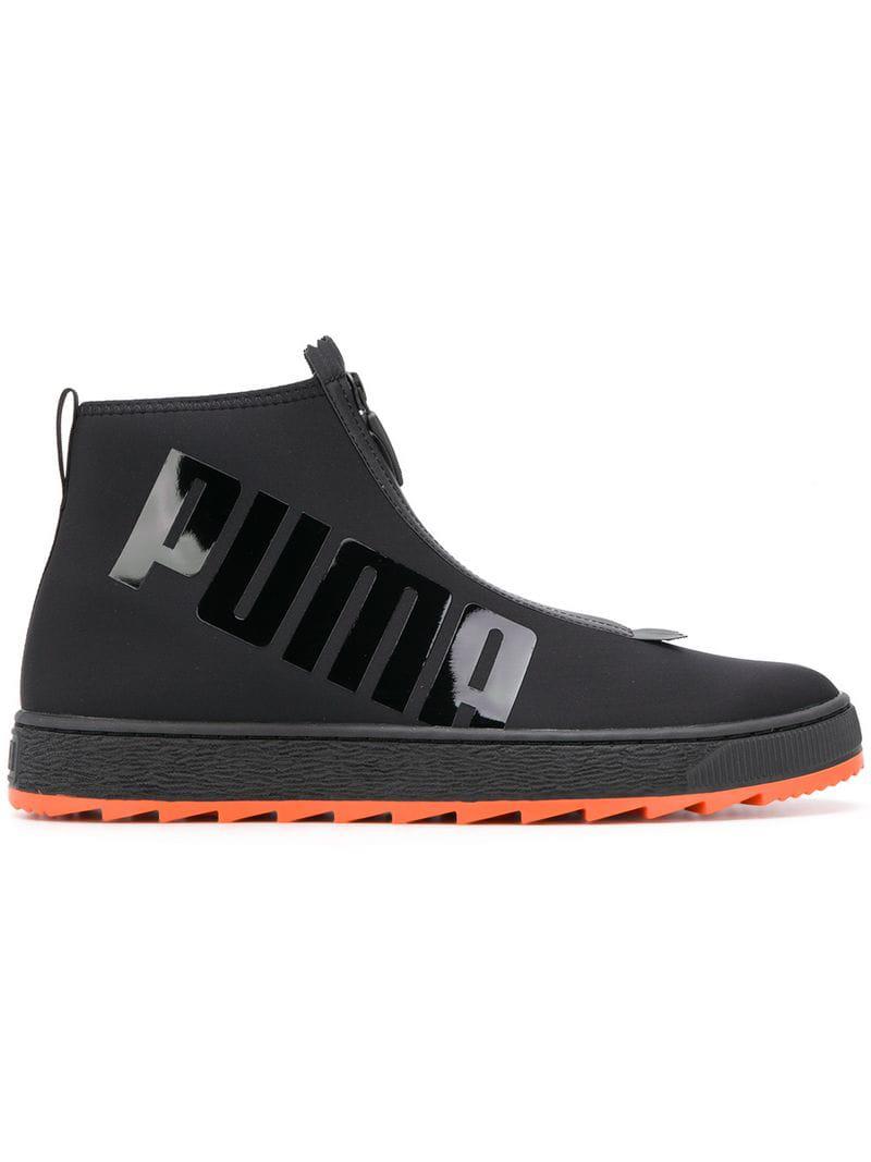 PUMA Front Zip Hi-top Sneakers in Black | Lyst