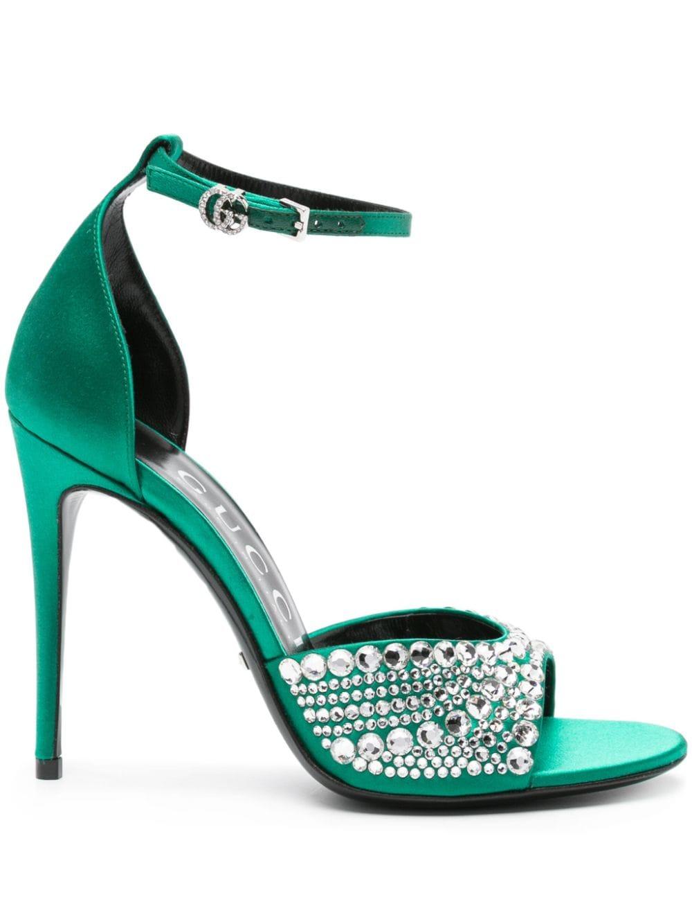 Gucci Embellished Heeled Sandals in Green Lyst Canada