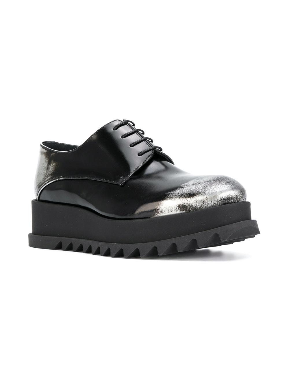 Lyst Jil Sander Ridged Sole Laceup Shoes in Black