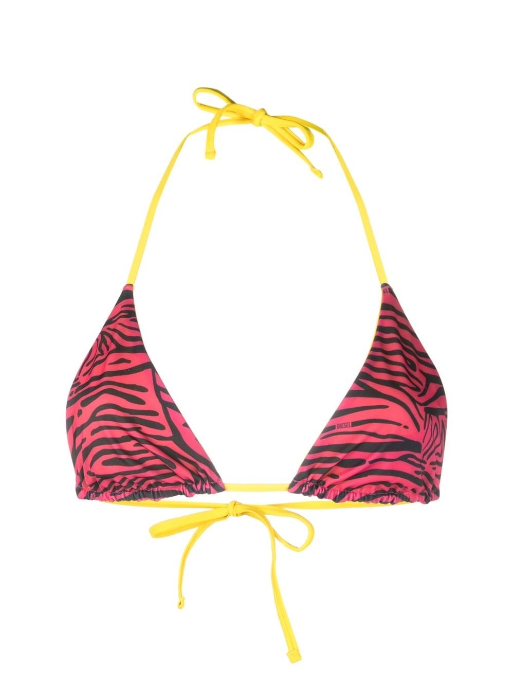 DIESEL Zebra-print Reversible Bikini Top in Red | Lyst