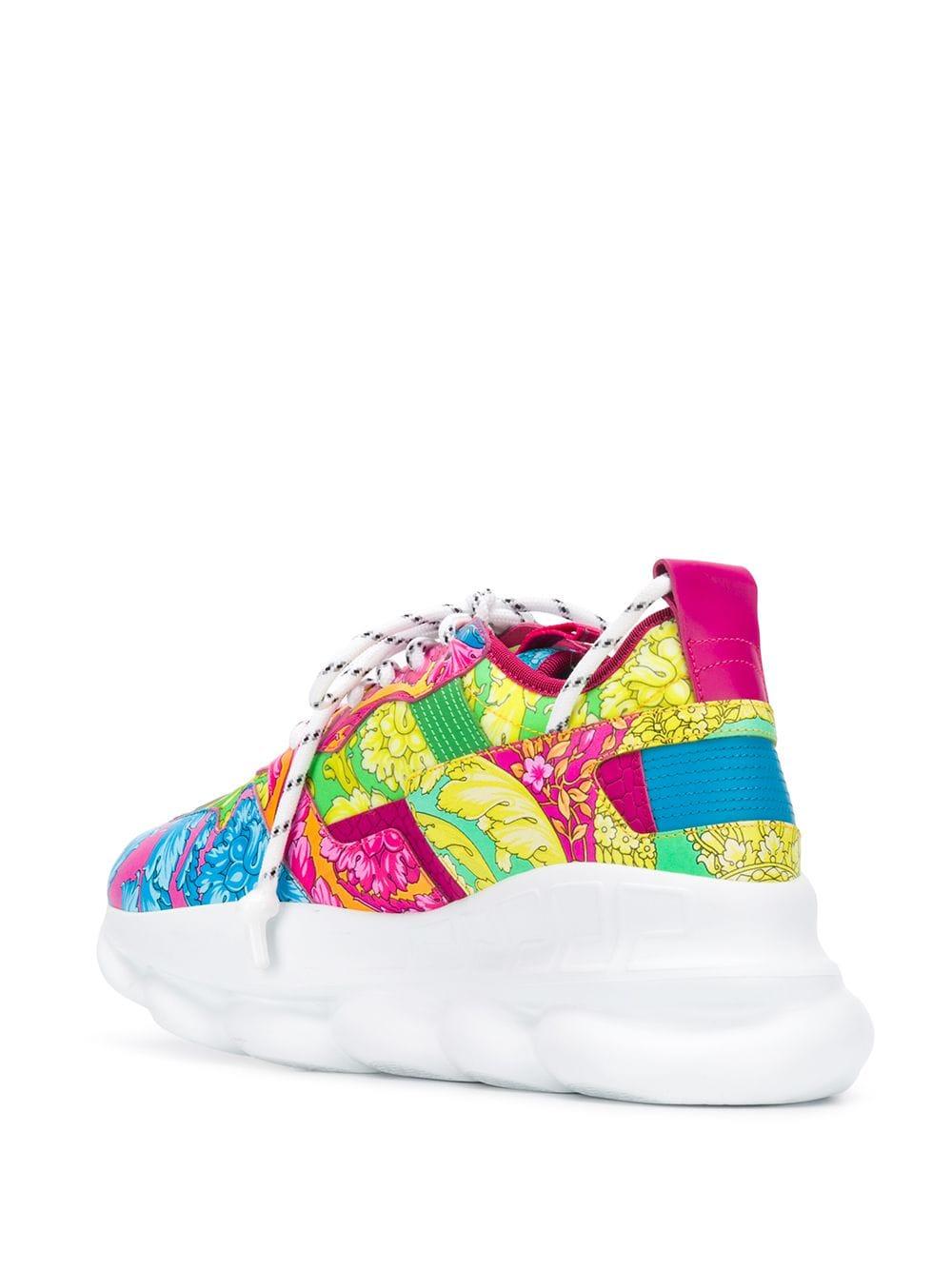 Versace Leather Floral Chain Reaction Sneakers in Pink for Men | Lyst