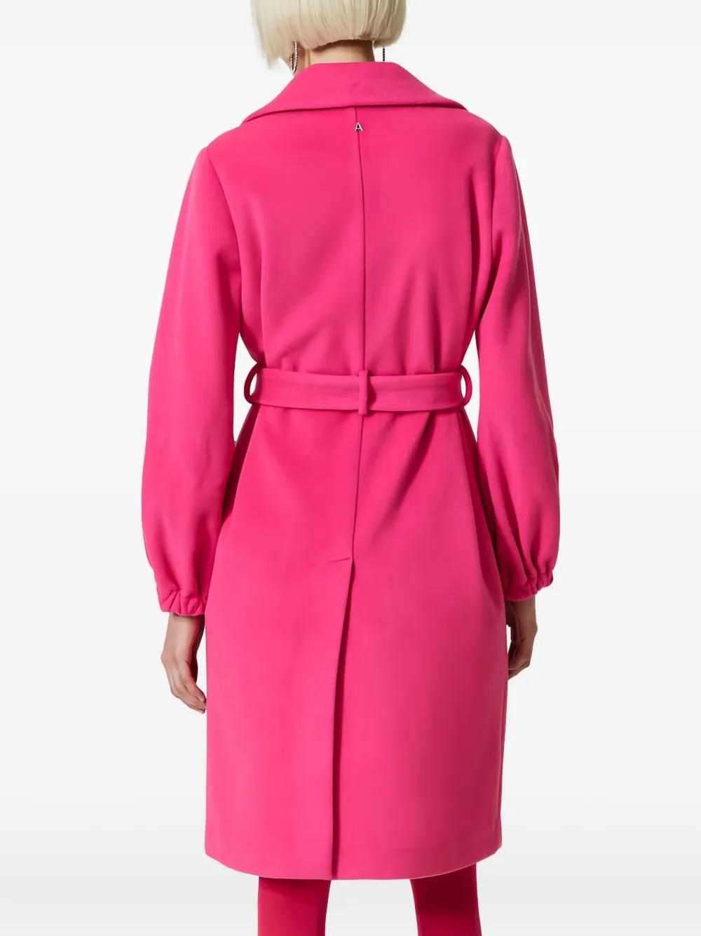 Twinset Long-Sleeves Belted Single-Breasted Coat in Pink Lyst UK