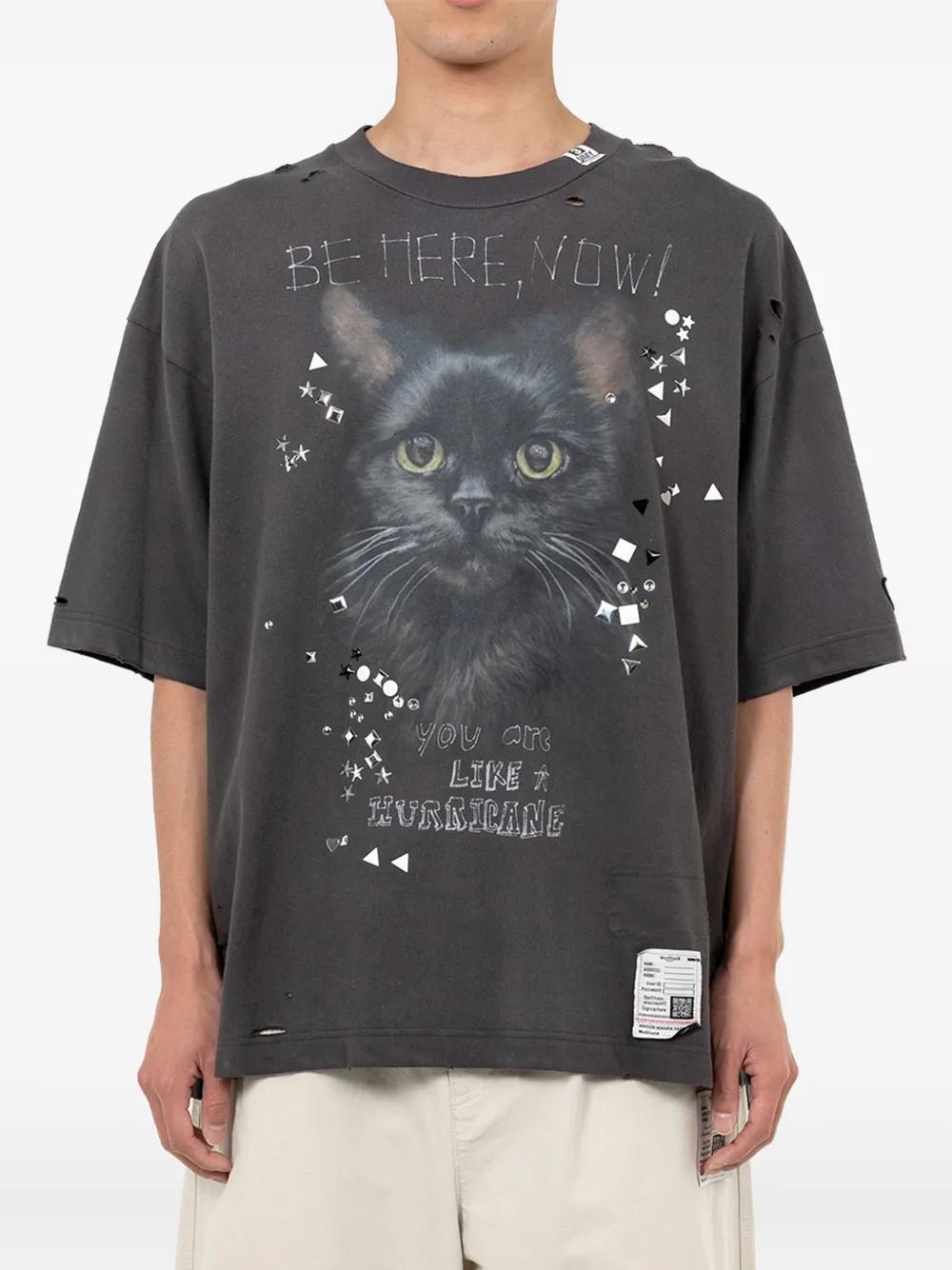 大人のリッチ感【MIHARAYASUHIRO】Cat Printed Crewneck T-shirt Maison Mihara Yasuhiro T-shirts for Men | Online Sale up to