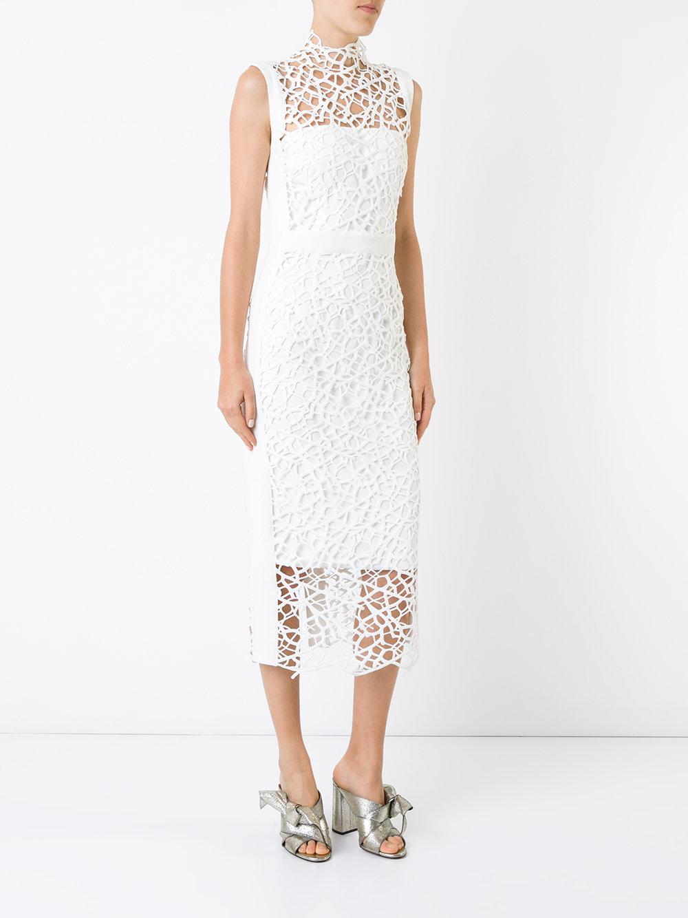 Rebecca Vallance Sophia Midi Lace Dress in White - Lyst