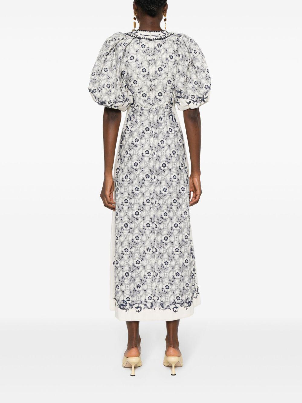 alemais airlie midi dress ALÉMAIS Airlie Floral Print Dress in White