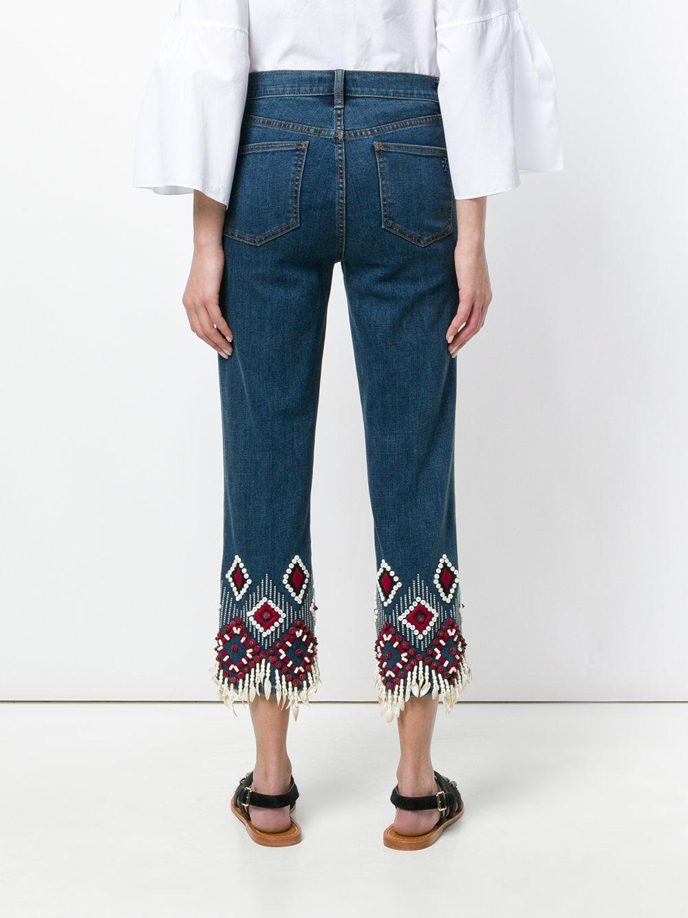 embroidered cuff jeans