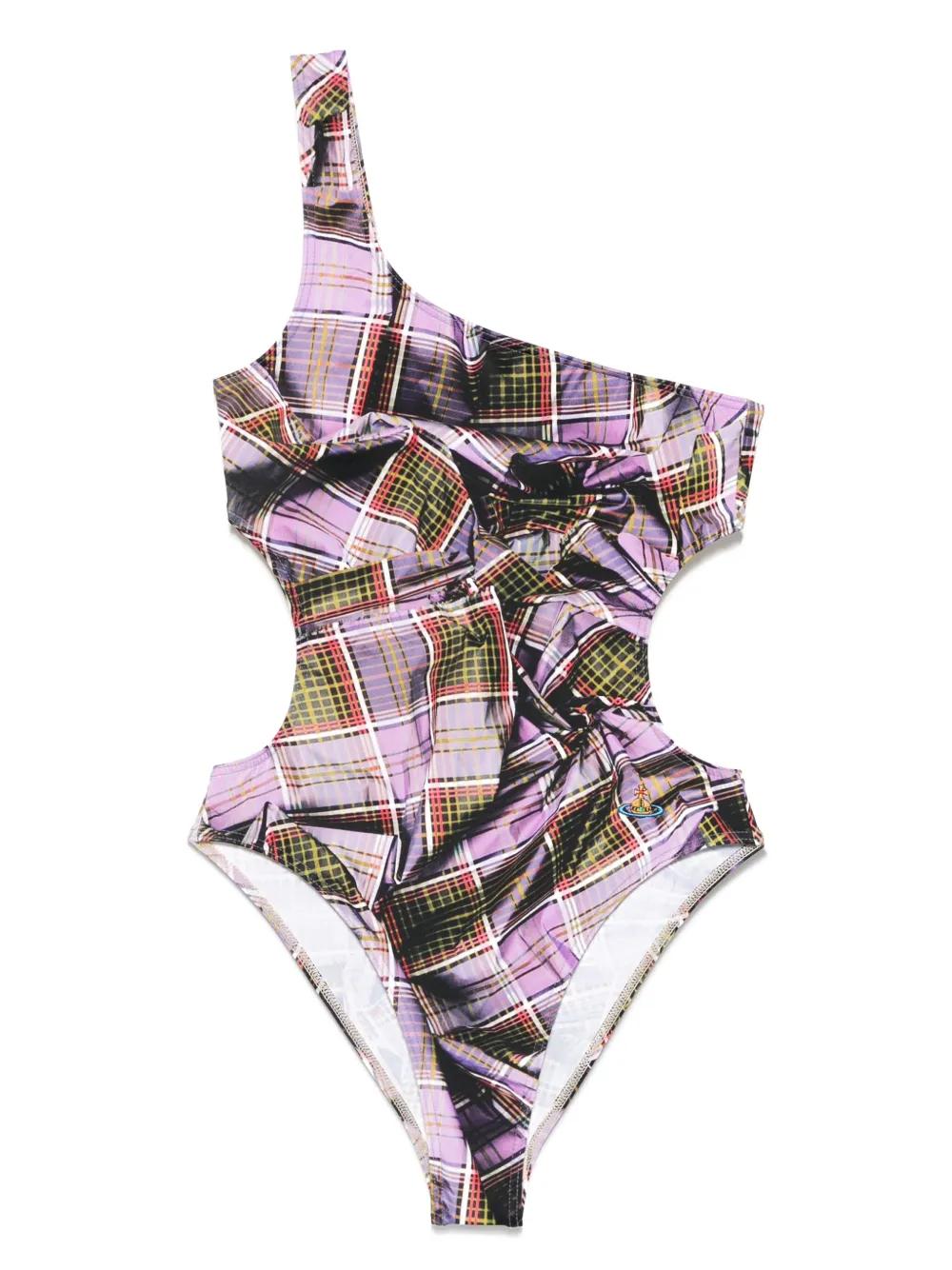 Vivienne Westwood ワンショルダー スイムウェア Vivienne Westwoodのパープル ワンショルダー スイムウェアが