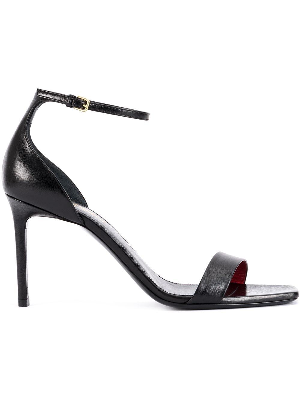 Saint Laurent Leather Amber Sandals in Black - Save 57% | Lyst