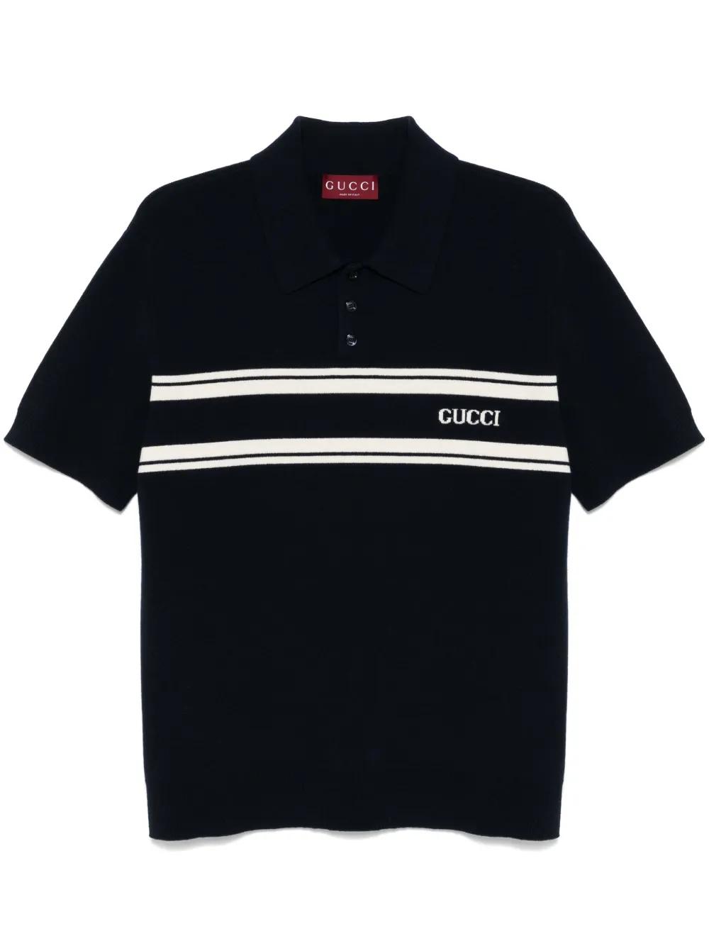 gucci-blue-Logo-jacquard-Polo-