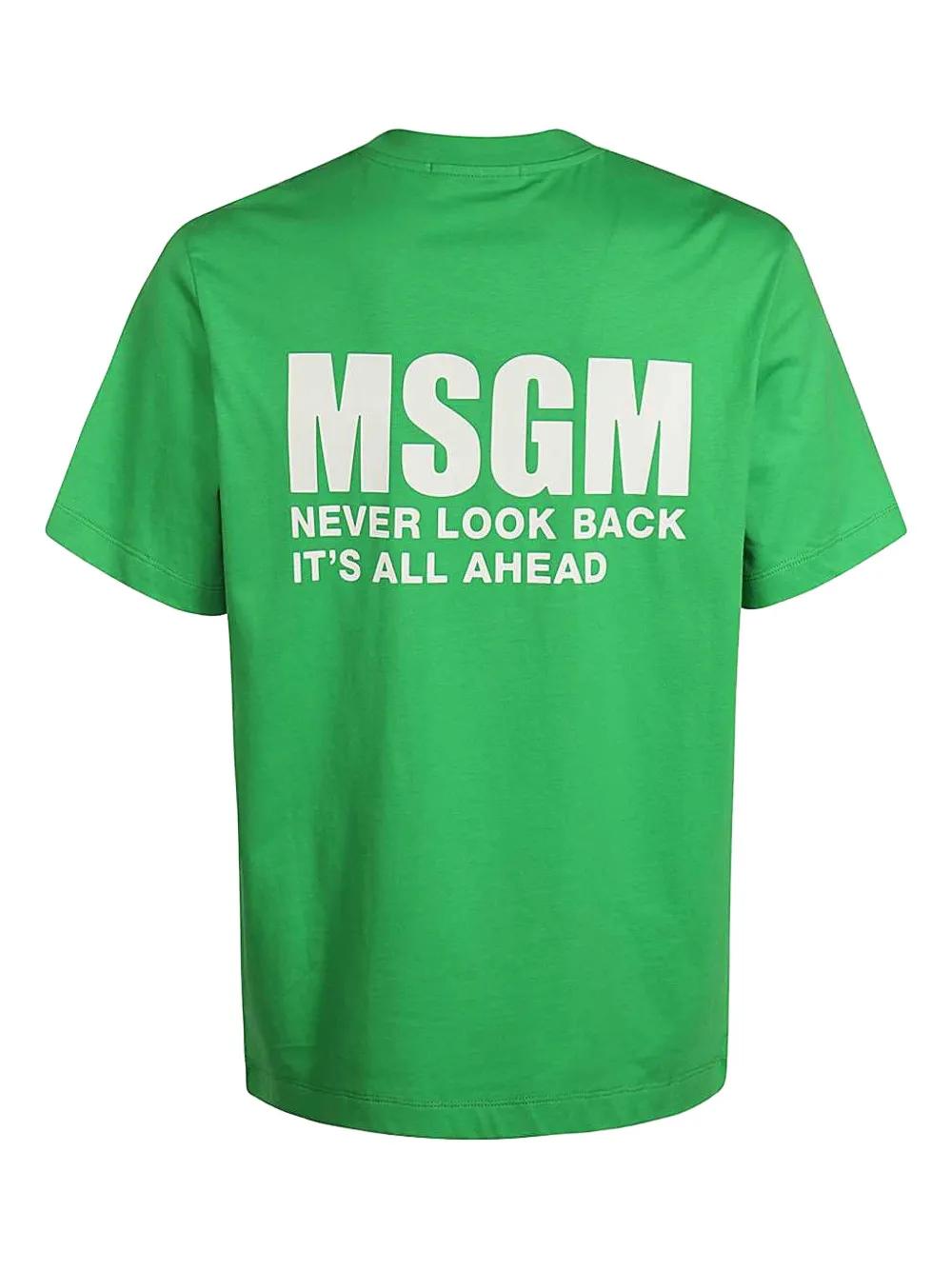 Tシャツ・カットソー MSGM Men T-shirt Green 3740MM100247586 37 Tシャツ・カットソー MSGM Men T-shirt Green 3740MM100247586