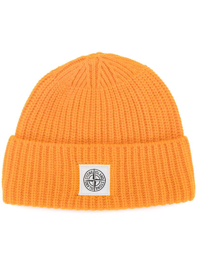 stone island beanie orange