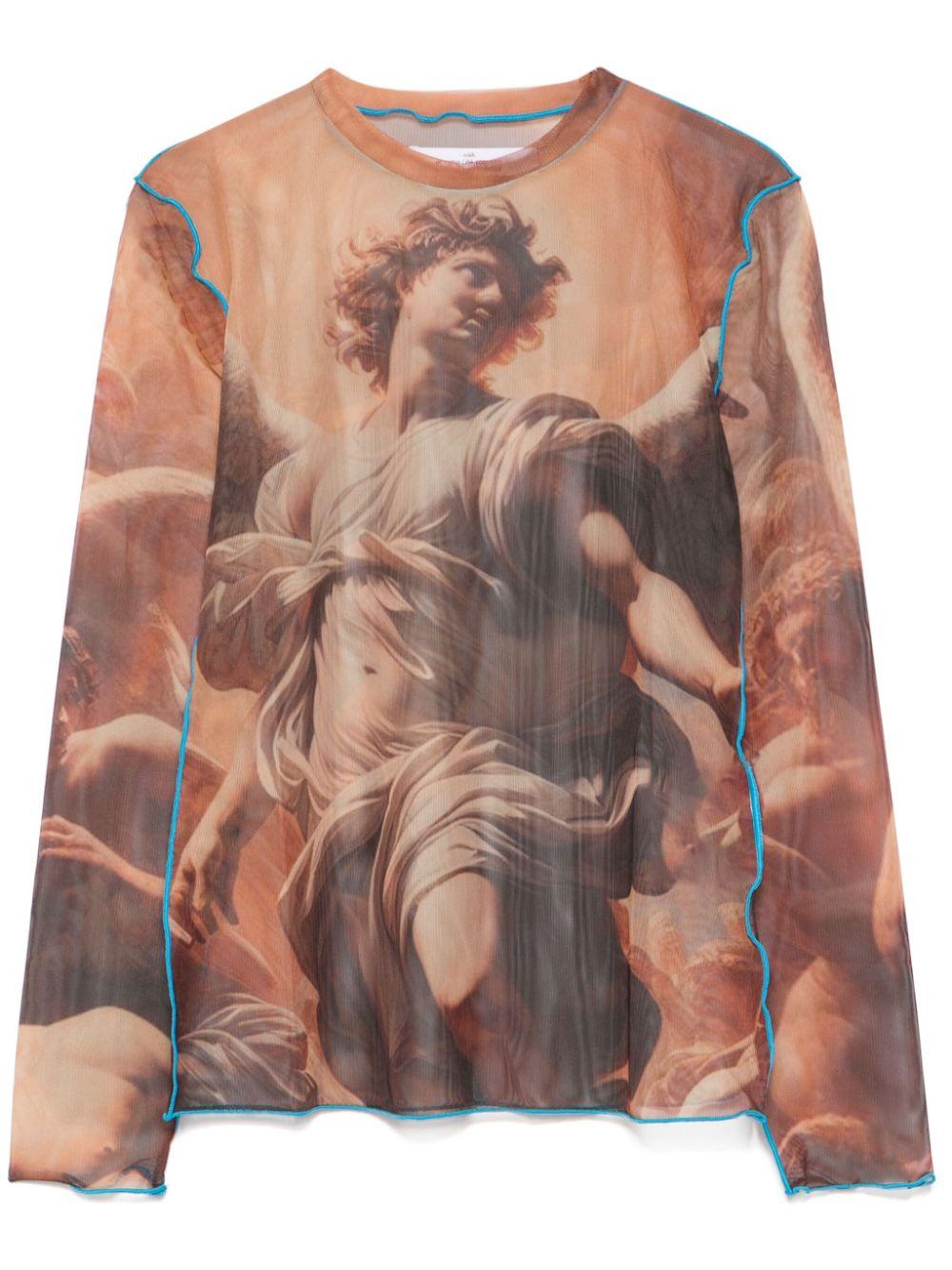 ROKH レディース ブラウン Renaissance Mask Tシャツ トップス 