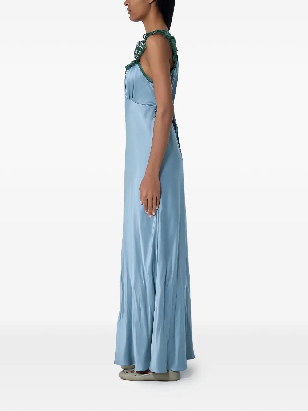 Chlo Lace-insert Satin Maxi Dress in Blue | Lyst Chlo Lace-insert Satin Maxi Dress in Blue | Lyst
