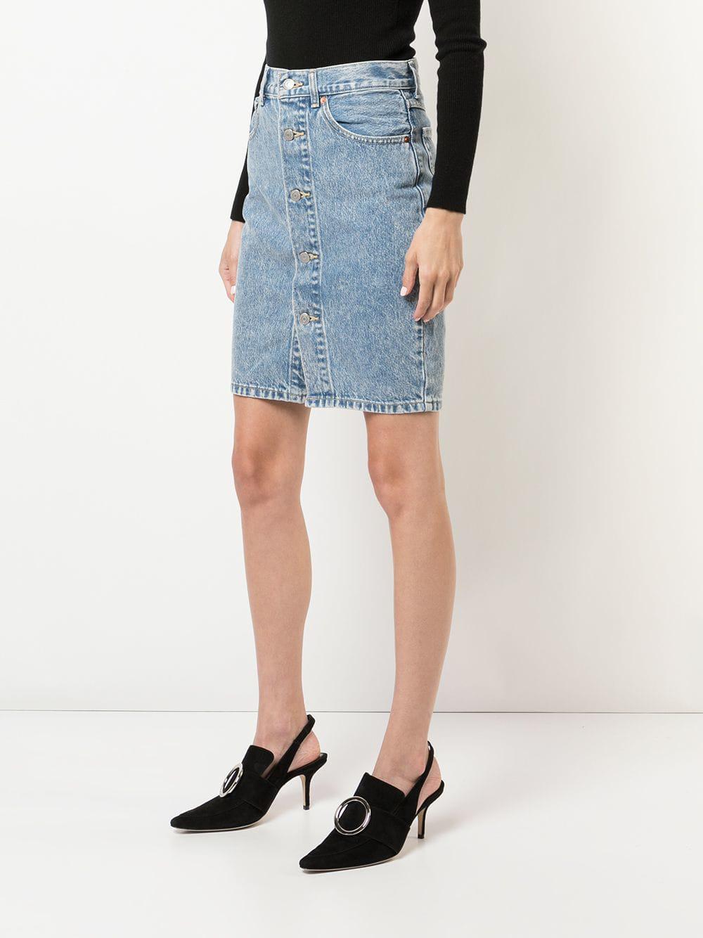 Levi's Button Mom Skirt in Blue - Lyst