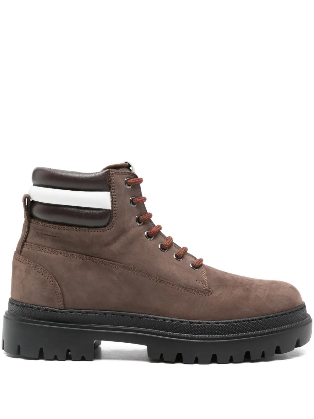Bottes Cheville Bally « Gentro » Homme Taille 39.5 - Cuir Noir Grainé, Lacets, Fabriqué En Italie, Occasion