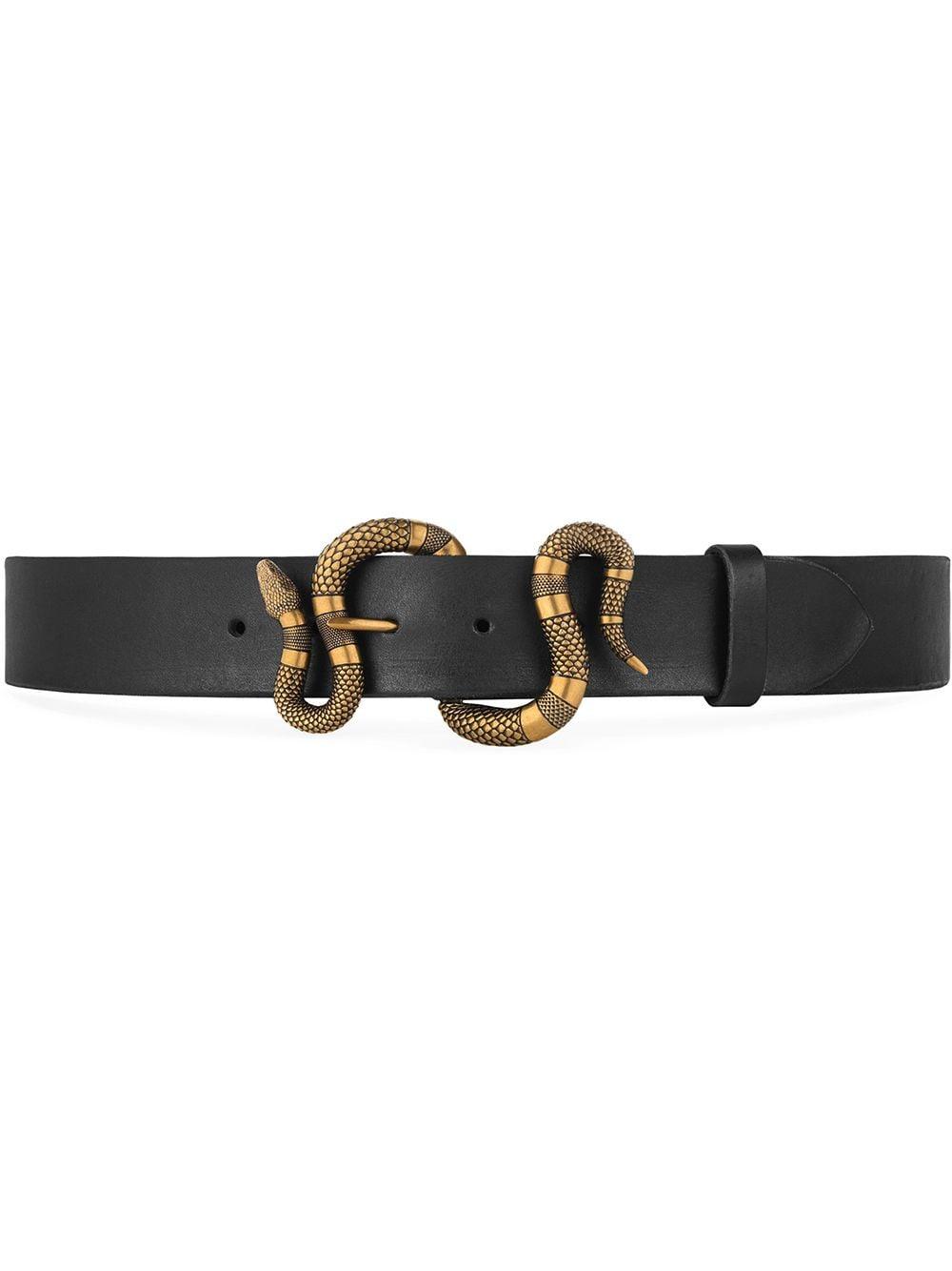 Gucci Leather Belt With Snake Buckle in Black for Men | Lyst