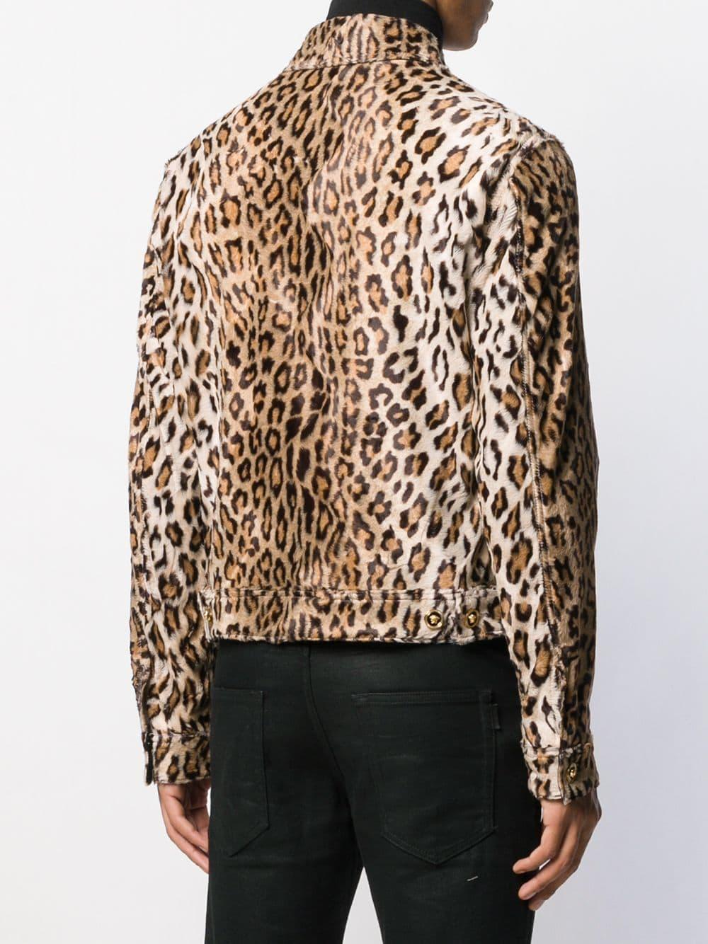 Versace Leopard Print Single Breasted Jacket in Brown for Men - Lyst