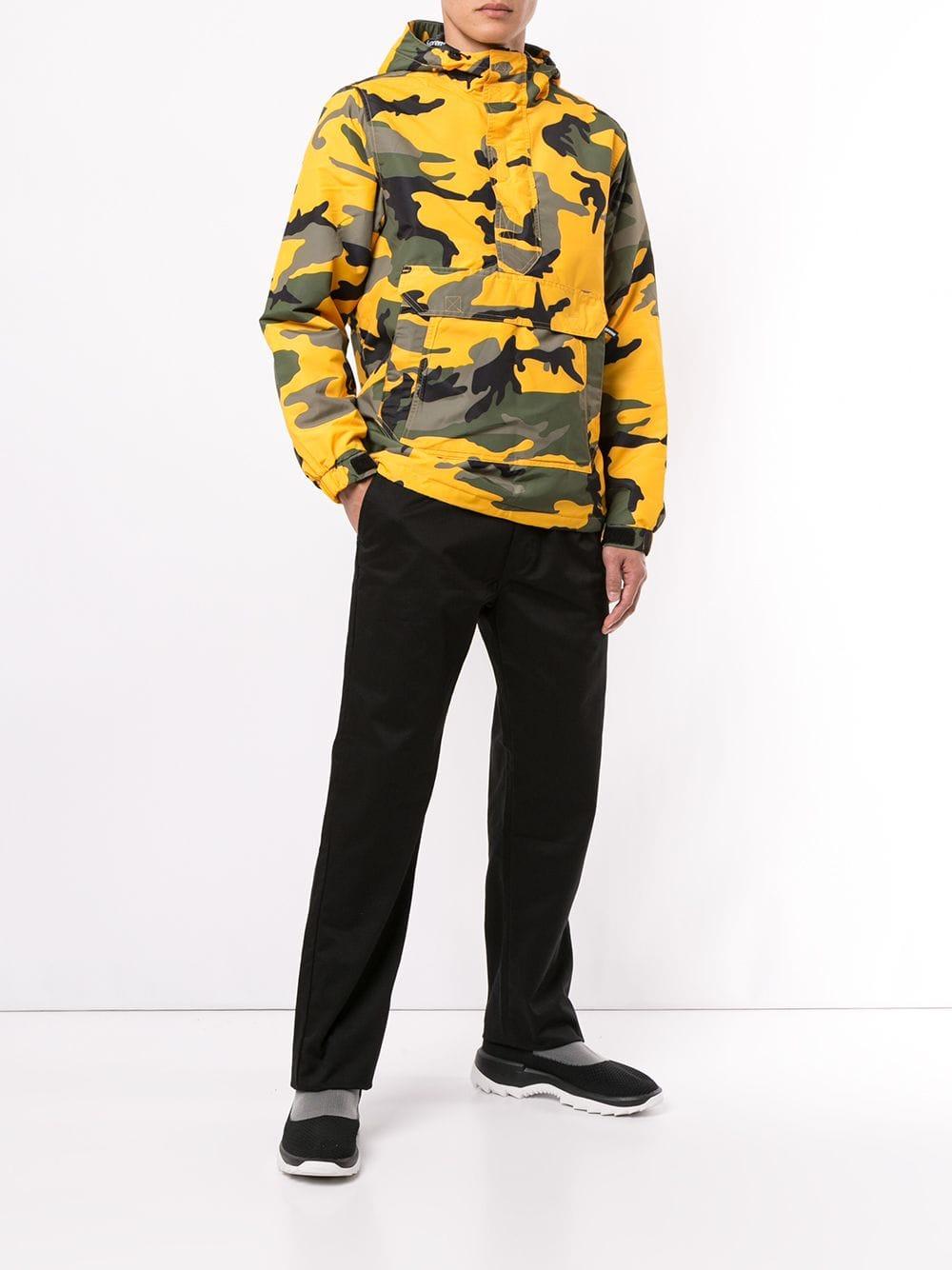 supreme hooded logo half zip pullover yellow camo