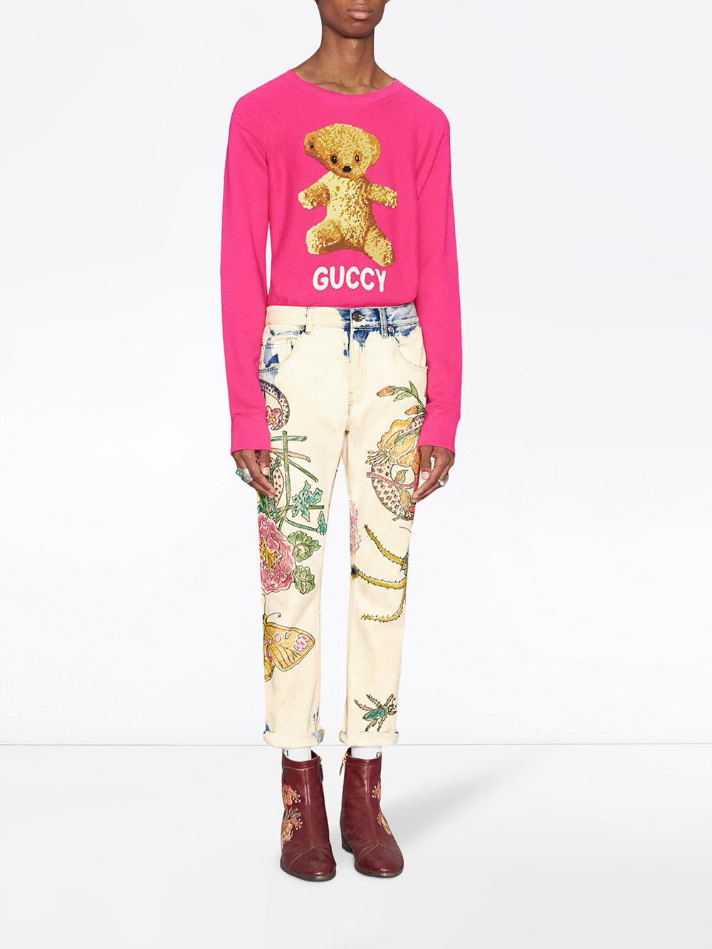 Sudadera con motivo de osito Gucci de Algodón de color Rosa para hombre |  Lyst
