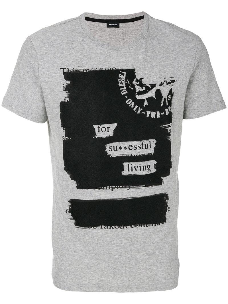DIESEL Cotton For Successful Living T-shirt in Grey (Gray) for Men - Lyst