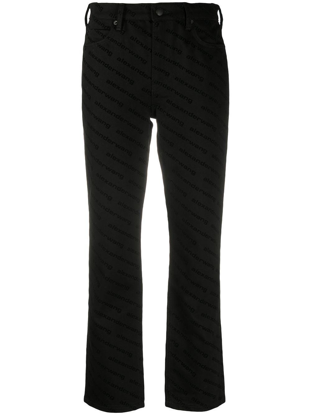 Alexander Wang Cropped Logo-print Trousers in Black - Lyst