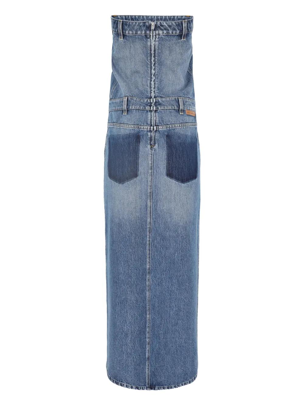 【Stella McCartney】 Denim maxi dress Lace-trimmed denim maxi dress in black - Stella Mc Cartney