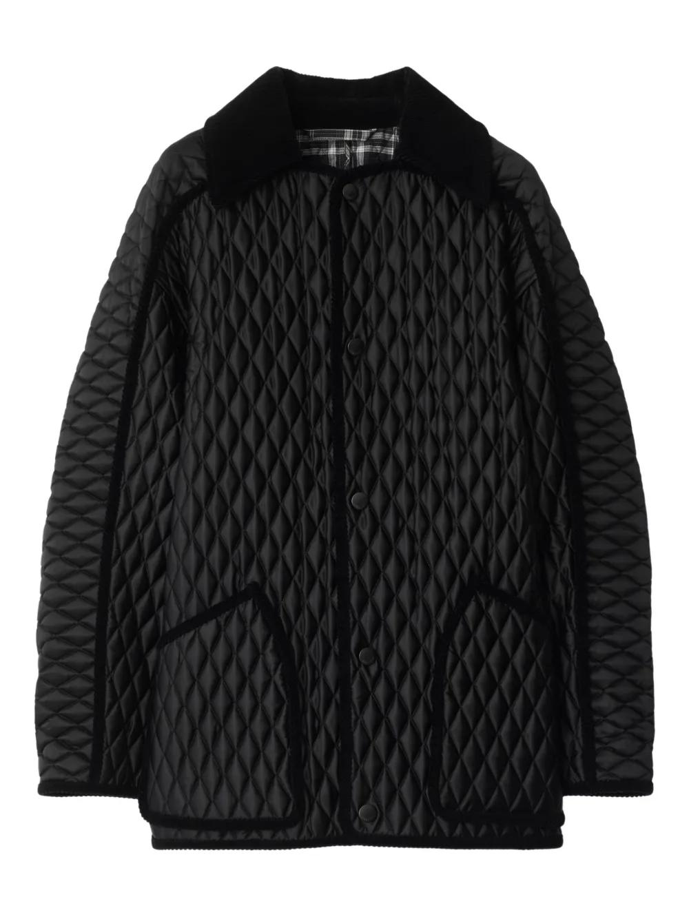 Burberry コーデュロイトリム キルティングジャケット ブラック | Lyst