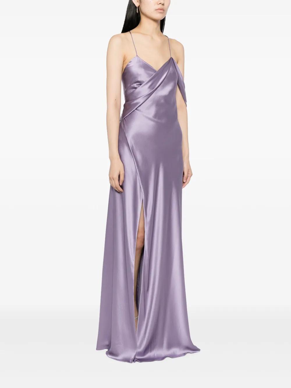 open lace back dress One shoulder gown with tie