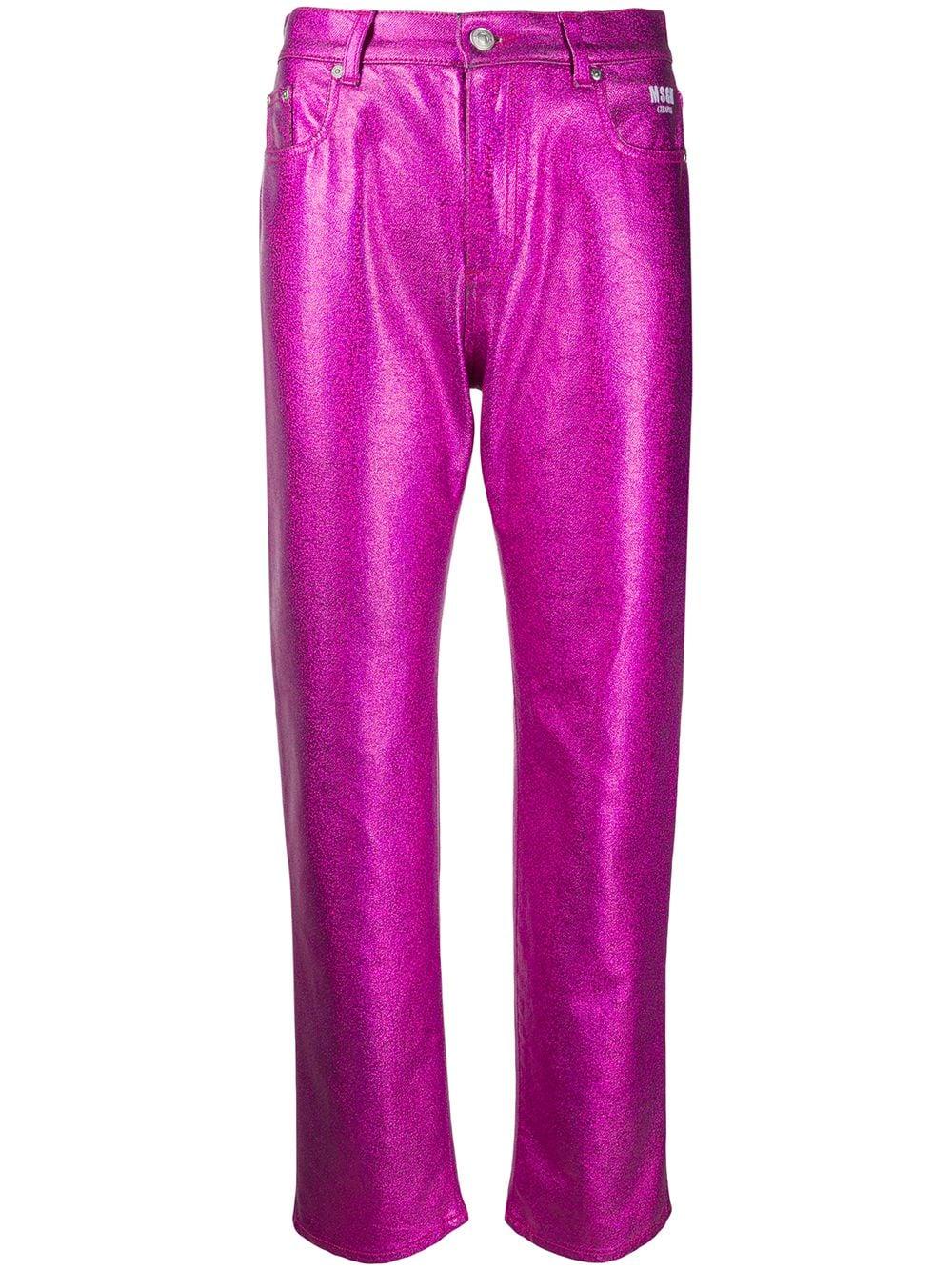 MSGM Denim Metallic Bootcut Jeans in Pink - Lyst
