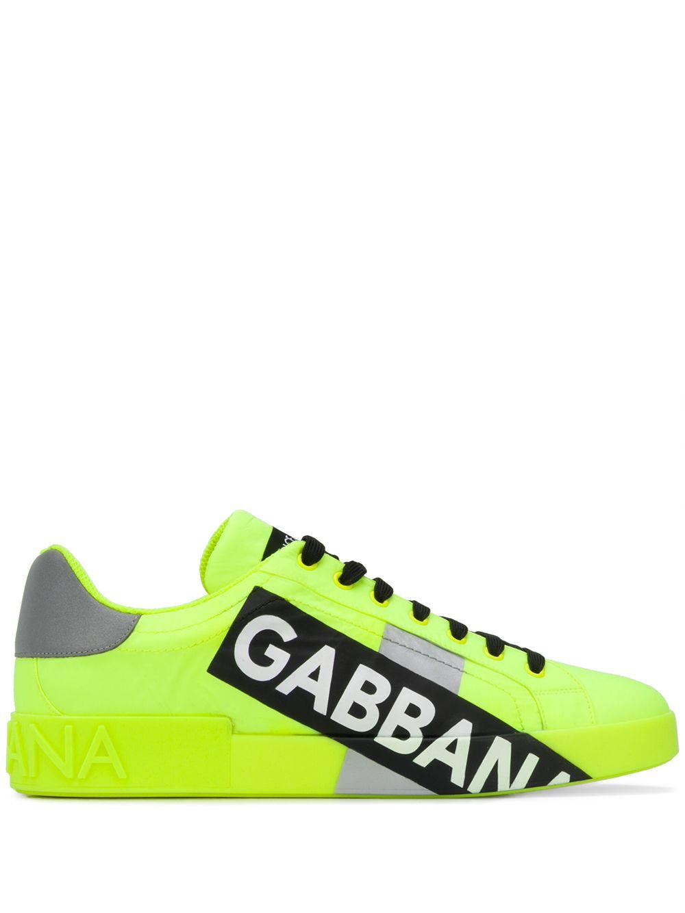 Dolce & Gabbana Portofino Sneakers In Fluorescent Nylon With Logotape in  Yellow for Men | Lyst