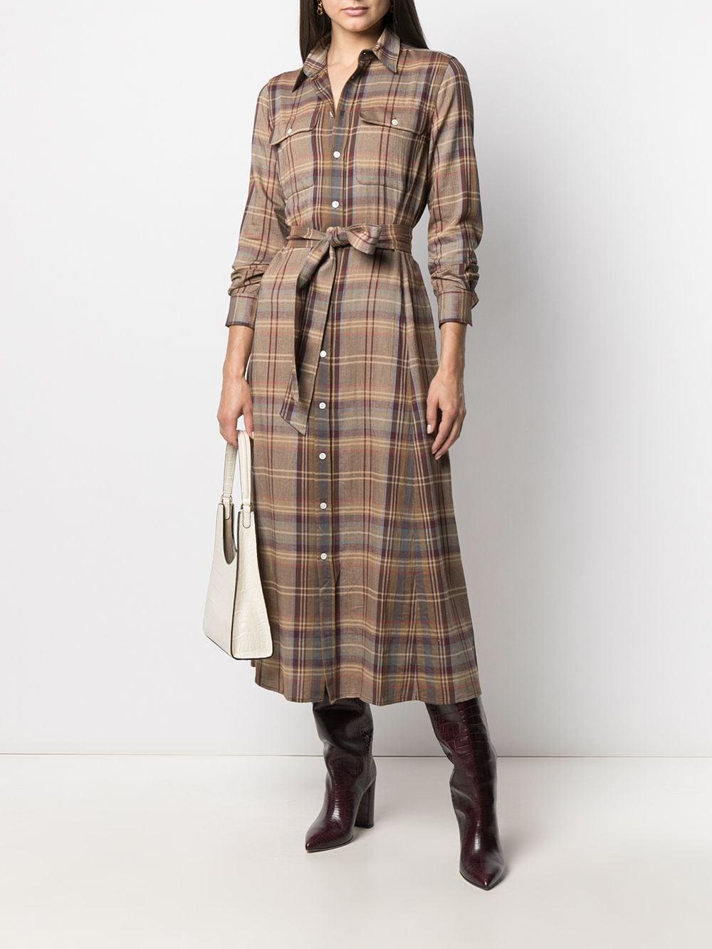 Polo Ralph Lauren Cotton Plaid Shirt Dress in Brown - Lyst