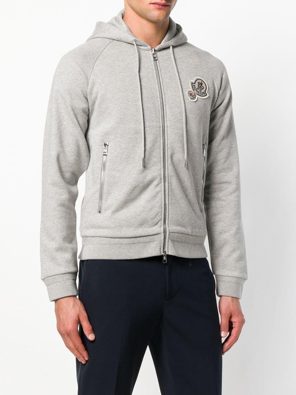 Moncler Grey Maglia Zip Hoodie in Gray for Men | Lyst