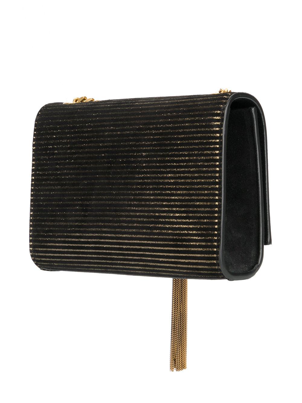 monogram chain wallet in silver textured matelassé metallic leather