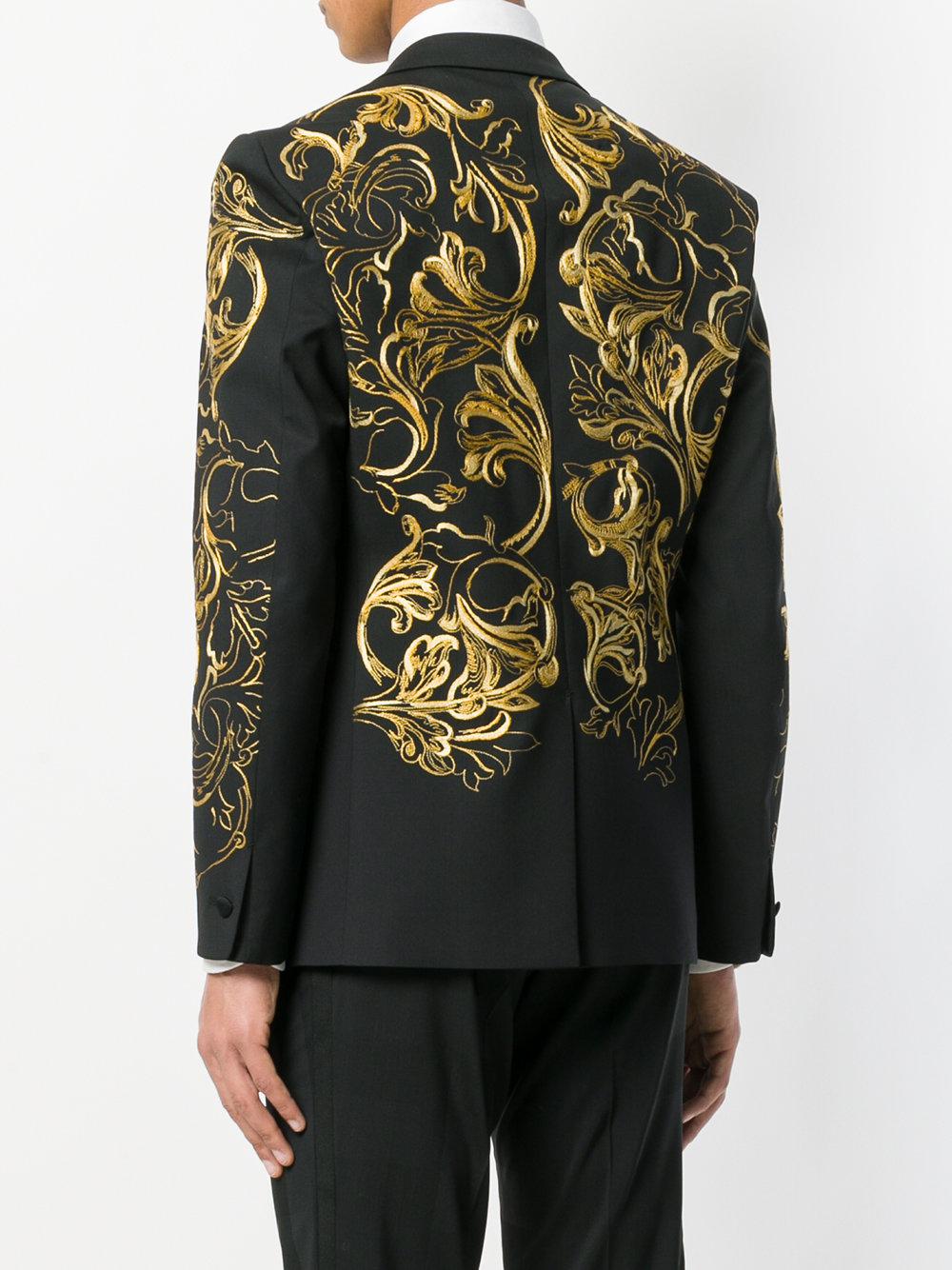 Versace Wool Brocade Tuxedo Blazer in Black for Men - Lyst