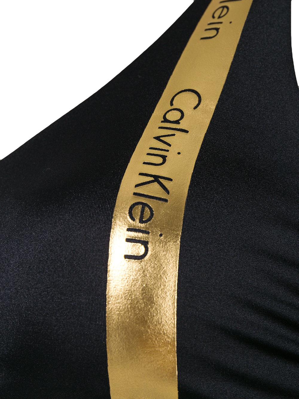 Calvin Klein Denim One Shoulder Bikini Top in Black - Lyst